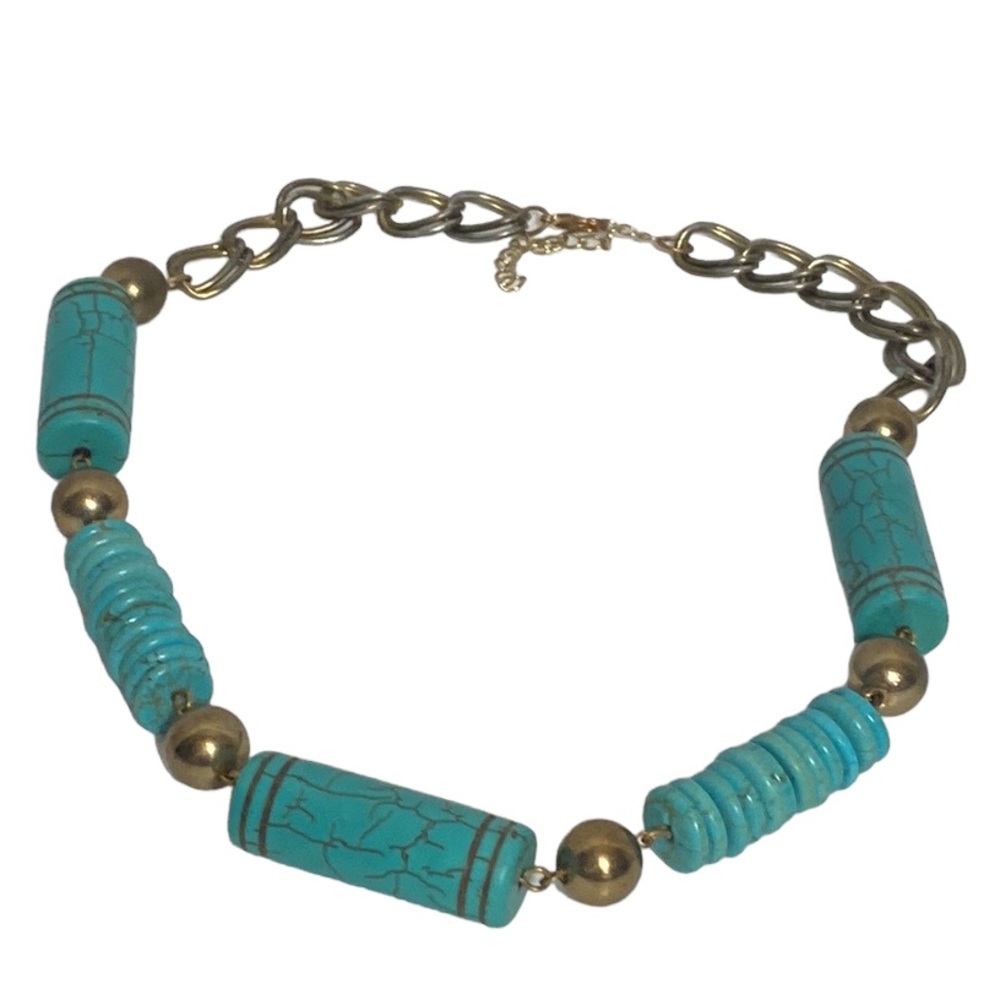 Turquoise Gold Statement Necklace